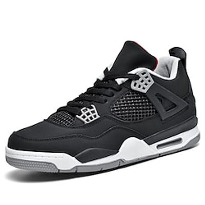 Men's Sneakers Light Soles Comfort Shoes Basketball Sporty Casual Athletic PU Comfortable Lace-up Black Grey Wine Black  Red Color Block Spring Fall Lightinthebox