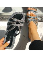 Rhinestone Summer Bow Flat Sandals - thumbnail