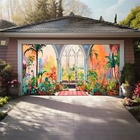 Flower Garden Outdoor Garage Door Cover Banner Beautiful Large Backdrop Decoration for Outdoor Garage Door Home Wall Decorations Event Party Parade Lightinthebox - thumbnail