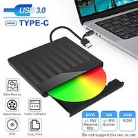 External CD DVD Drive USB 3.0 Type-C CD Burner Free Drive Optical Disk Drive External Optical Drive for Computer Tablet Desktop Lightinthebox - thumbnail
