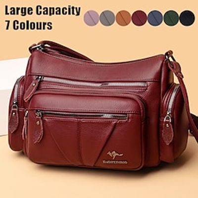Women's Crossbody Bag Shoulder Bag Hobo Bag PU Leather Shopping Daily Holiday Zipper Large Capacity Durable Solid Color claret Black Yellow miniinthebox