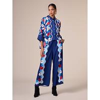 Satin Button Down Vacation Artistic / Retro Printing Two Piece Set - thumbnail