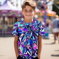 Carnival Boys 3D Geometric Tee Shirt Short Sleeve 3D Print Summer Active Sports Fashion Polyester Kids 3-12 Years Crew Neck Outdoor Casual Daily Regular Fit miniinthebox