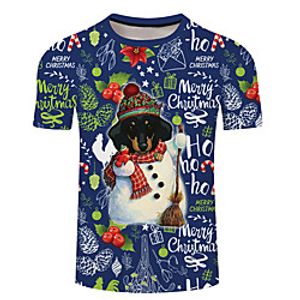 Men's Unisex Tee T shirt 3D Print Dog Graphic Prints Plus Size 3D Print Short Sleeve Casual Tops Basic Designer Big and Tall Blue Blushing Pink Royal Blue Lightinthebox