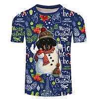Men's Unisex Tee T shirt 3D Print Dog Graphic Prints Plus Size 3D Print Short Sleeve Casual Tops Basic Designer Big and Tall Blue Blushing Pink Royal Blue Lightinthebox - thumbnail