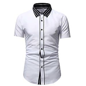 Men's Shirt Solid Colored Short Sleeve Casual Tops White Black Lightinthebox