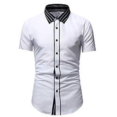 Men's Shirt Solid Colored Short Sleeve Casual Tops White Black Lightinthebox
