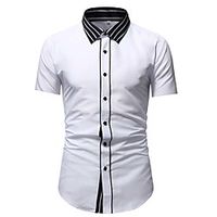 Men's Shirt Solid Colored Short Sleeve Casual Tops White Black Lightinthebox - thumbnail