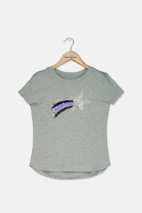 Girls Sequined Top  Grey Heather