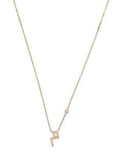 Harfi Meem Necklace Small Solid Gold Plus 1 Solitaire