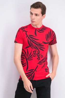 Mens Short Sleeve Printed T-Shirt  Red