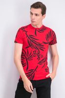 Mens Short Sleeve Printed T-Shirt  Red - thumbnail