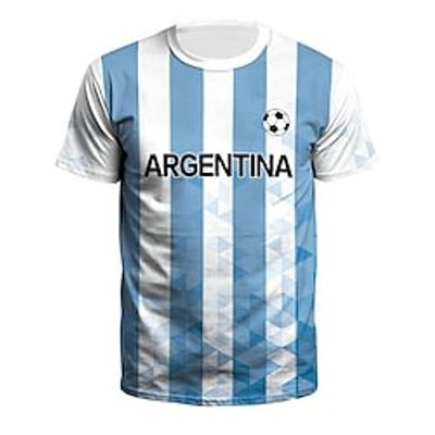 Kids Boys World Cup T shirt Tee Letter Stripe Football Short Sleeve Crewneck Children Top Casual Sports Summer Blue 3-12 Years Lightinthebox