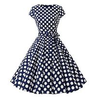 Audrey Hepburn Polka Dots 1950s Cocktail Dress Vintage Dress Spring  Summer Dress Rockabilly Prom Dress Women's Adults' Costume Vintage Cosplay Homecoming Prom Short Sleeve Knee Length Dress Lightinthebox - thumbnail