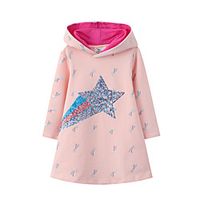Kids Little Girls' Dress Graphic Sequin Shift Dress Print Blushing Pink Cotton Midi Long Sleeve Casual Sweet Dresses Fall Regular Fit 2-8 Years Lightinthebox - thumbnail