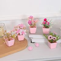 5pcs/set Artificial Flower Pot Set: Decorative Flowers including Hydrangeas, Plum Blossoms, and Chrysanthemums in Pink Pots - Suitable for Year-Round Use in Weddings, Festivals, Parties, Home, Dining, Office, Countertops, and Tabletop Decor Lightinthebox