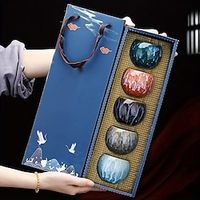 Premium Glazed Teacups, Ceramic Tea Cups, Exquisite Kung Fu Tea Cups Set, Summer Winter Drinkware, Home Decor, Room Decor, Birthday Gifts miniinthebox - thumbnail