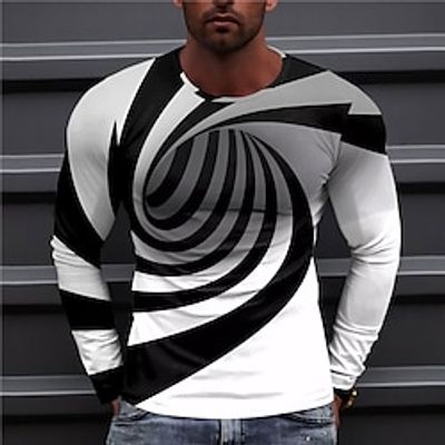 Graphic Optical Illusion Spiral Stripe Fashion Designer Casual Men's 3D Print T shirt Tee Sports Outdoor Holiday Going out T shirt White Blue Sky Blue Long Sleeve Crew Neck Shirt Spring Fall Lightinthebox Graphic Optical Illusion Spiral Stripe Fashion Designer Casual Men's 3D Print T shirt Tee Sports Outdoor Holiday Going out T shirt White Blue Sky Blue Long Sleeve Crew Neck Shirt Spring Fall Lightinthebox