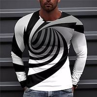 Graphic Optical Illusion Spiral Stripe Fashion Designer Casual Men's 3D Print T shirt Tee Sports Outdoor Holiday Going out T shirt White Blue Sky Blue Long Sleeve Crew Neck Shirt Spring   Fall Lightinthebox - thumbnail