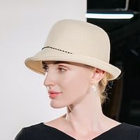 Hats Fiber Straw Hat Sun Hat Wedding Casual Elegant Sun Protection With Beading Headpiece Headwear Lightinthebox - thumbnail