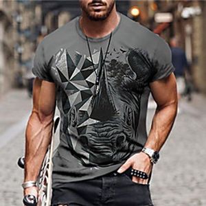 Men's Unisex Tee T shirt Shirt 3D Print Graphic Prints Animal Print Short Sleeve Daily Tops Casual Designer Big and Tall Gray Lightinthebox