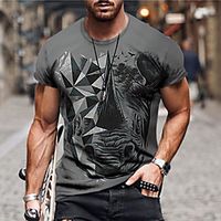 Men's Unisex Tee T shirt Shirt 3D Print Graphic Prints Animal Print Short Sleeve Daily Tops Casual Designer Big and Tall Gray Lightinthebox - thumbnail