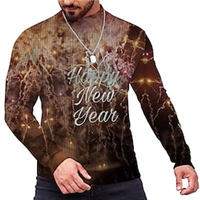 Letter Casual Men's Print Knitting Pullover Sweater Jumper Knitwear Outdoor Daily Vacation New Year Long Sleeve Turtleneck Sweaters Purple Orange Gold Fall Winter S M L Sweaters Lightinthebox