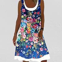 Women's Plus Size Curve Casual Dress Graphic Midi Dress Sleeveless U Neck Fashion Vacation Blue Summer XL 2XL 3XL 4XL 5XL Lightinthebox