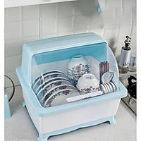 Kitchen Bowl Dish Storage Box Drain Rack with Lid Double-Layer Household Plastic Large Dish Rack Cupboard Lightinthebox - thumbnail