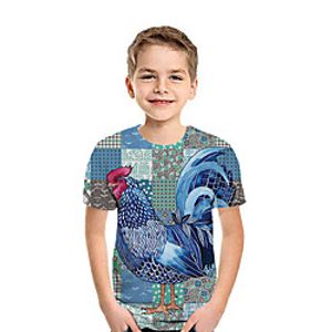 Kids Boys' T shirt Tee Short Sleeve 3D Print Animal Blue Children Tops Summer Active Daily Wear Regular Fit 3-12 Years Lightinthebox