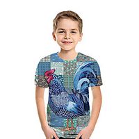 Kids Boys' T shirt Tee Short Sleeve 3D Print Animal Blue Children Tops Summer Active Daily Wear Regular Fit 3-12 Years Lightinthebox - thumbnail