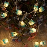 Tulip String Light 2M 20LED/5M 50LED Battery Operated Flower Fairy Light Garland Girls Birthday Gift Supplies Wedding Party Home Decor Lightinthebox