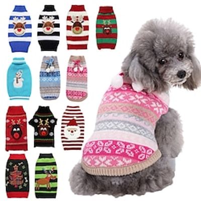 Dog bad christmas jumpers Clothing Pet Dog Sweater Cat Sweater Christmas Pet Clothing Knitted Big Dog Autumn and Winter Lightinthebox