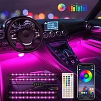 Interior Car Strip Lights 4PCS 48LEDs Keepsmile Car Accessories Led Lights APP Control with Remote Music Sync Color Change RGB Under Dash Car Lighting with Charger 12V 2A LED Lights for Voice Control miniinthebox - thumbnail