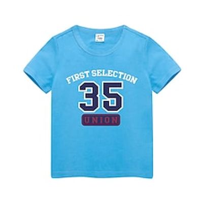 Kids Boys T shirt Short Sleeve Active Cotton Fall Lake blue Colorful blue Pink Lightinthebox