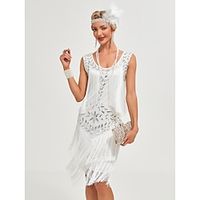 Roaring 20s 1920s Vacation Dress Cocktail Dress Flapper Dress Dress Masquerade The Great Gatsby Charleston Women's Sequins Tassel Fringe Cosplay Costume New Year Party  Evening Homecoming Prom Dress Lightinthebox - thumbnail