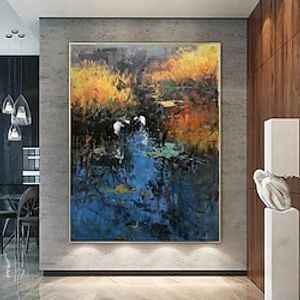 Handmade Oil Painting Canvas Wall Art Decoration Modern Abstract Landscape Egrets In the Reeds for Home Decor Rolled Frameless Unstretched Painting Lightinthebox