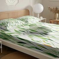 Leaves Pattern Fitted Sheet Set Ultra Soft Breathable Silky  Bed Sheets Deep Pocket 100% Microfiber Bedding Sheets 3 Piece Queen King Size Lightinthebox