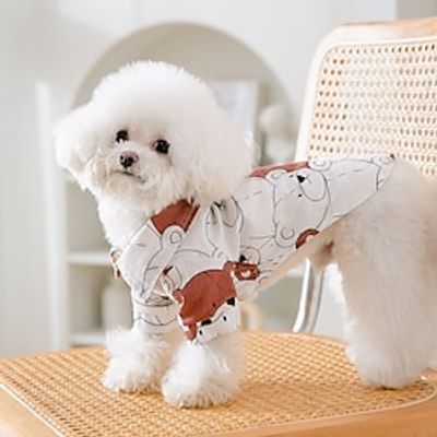 Dog Cat Shirt  T-Shirt Bear Fashion Cute Holiday Casual  Daily Dog Clothes Puppy Clothes Dog Outfits Soft White Yellow Costume for Girl and Boy Dog Cotton Fabric XS S M L XL Lightinthebox