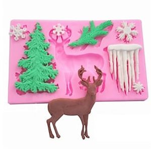 Christmas Tree Christmas Elk Snowflake Icicle Silicone Mold Sugar Fondant Cake Chocolate Baking Decorative Mold Lightinthebox