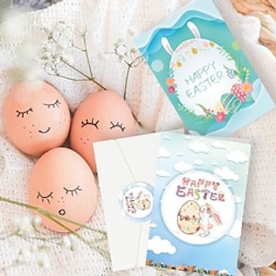 6pcs/set Easter Greeting Cards With Envelopes Happy Easter Note Card Vintage Easter Card Boxed Birthday Cards. miniinthebox