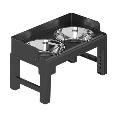 Pakeway Stainless Steel Elevated Double Dog Bowl 42.4X22.8X22 Cm - Black