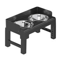 Pakeway Stainless Steel Elevated Double Dog Bowl 42.4X22.8X22 Cm - Black