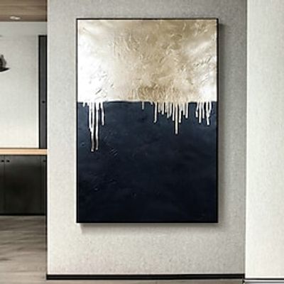 Black and Gold Wall Art Abstract Wall Art Large Handmade Wall Art  Gold Foil Handpainted Modern Minimalist Wall Art Abstract Painting No Frame Lightinthebox