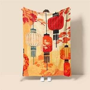 Lantern New Year Pattern Super Soft Throw Blanket Sherpa Blanket Warm Printed All Seasons Room Decor Gifts Big Blanket Lightinthebox