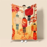 Lantern New Year Pattern Super Soft Throw Blanket Sherpa Blanket Warm Printed All Seasons Room Decor Gifts Big Blanket Lightinthebox - thumbnail