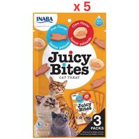 Inaba Juicy Bites Fish & Clam Flavor 33.9G /3 Pouches Per Pack (Pack of 5)