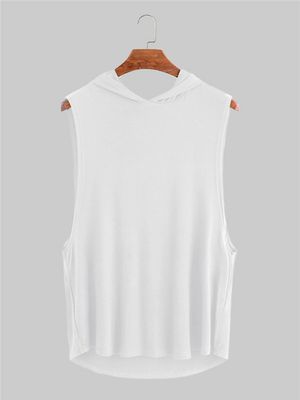 BASICS INCERUN Men Plain Sporty Fitness Muscle Hooded Workout Tank Top BASICS INCERUN Men Plain Sporty Fitness Muscle Hooded Workout Tank Top