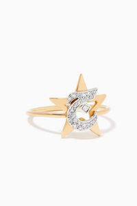 Shine "J" Letter Diamond Ring in 18kt Yellow Gold