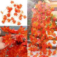 2.3m Artificial Ivy Red Maple Plastic Fake Leaves Garland Home Garden Decoration - thumbnail